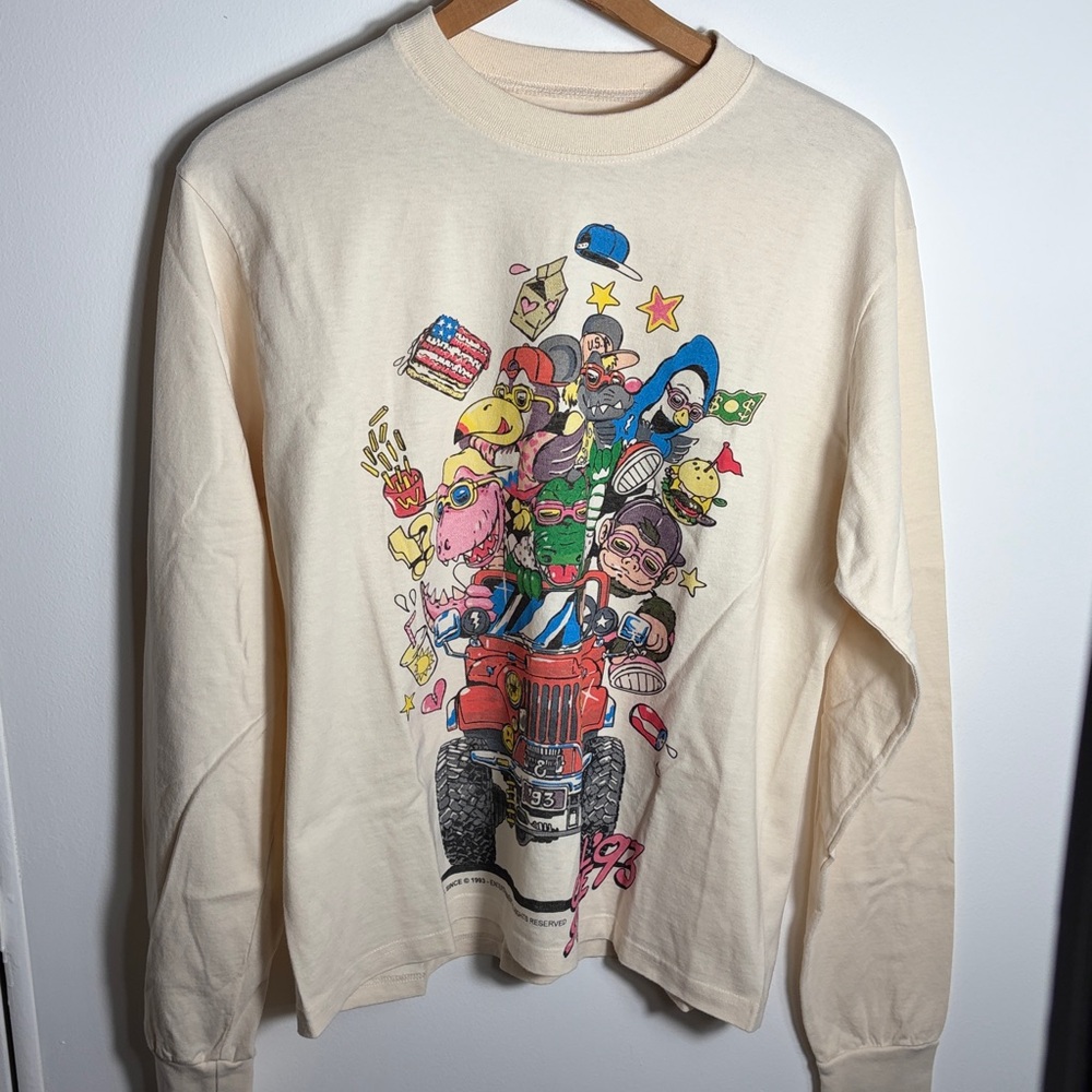 Brandy Melville John Gult Chill ‘93 Cream Graphic Long Sleeve Tee